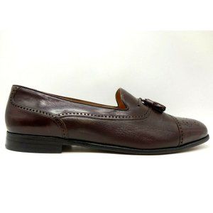 Miguel Angel Burgundy Leather Cap Toe Tassel Slip On Loafers Shoes Men's 13 M